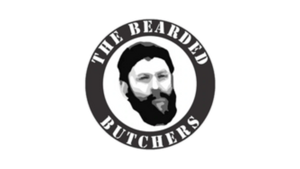 Circular logo for The Bearded Butcher brand spices and rubs.